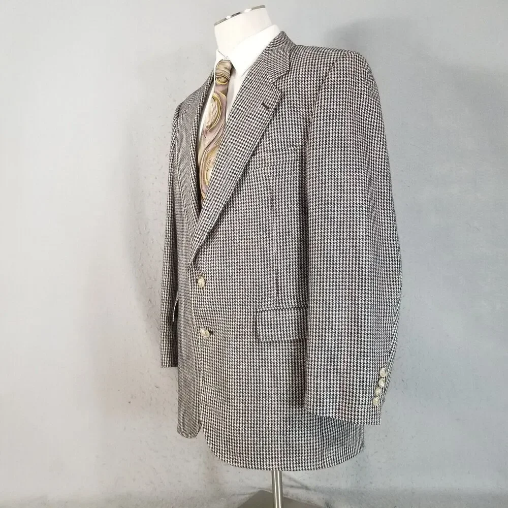Evan Picone Jacket Sports Coat Mens 44L Brown Tweed‎ Wool Vintage USA